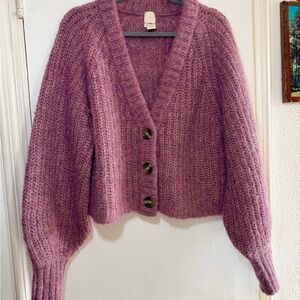 H&M Lavender Pink Alpaca Wool Blend Button-Up Cardigan Womens Size Small